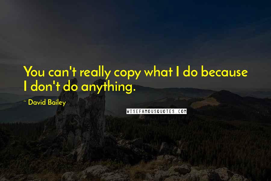 David Bailey Quotes: You can't really copy what I do because I don't do anything.