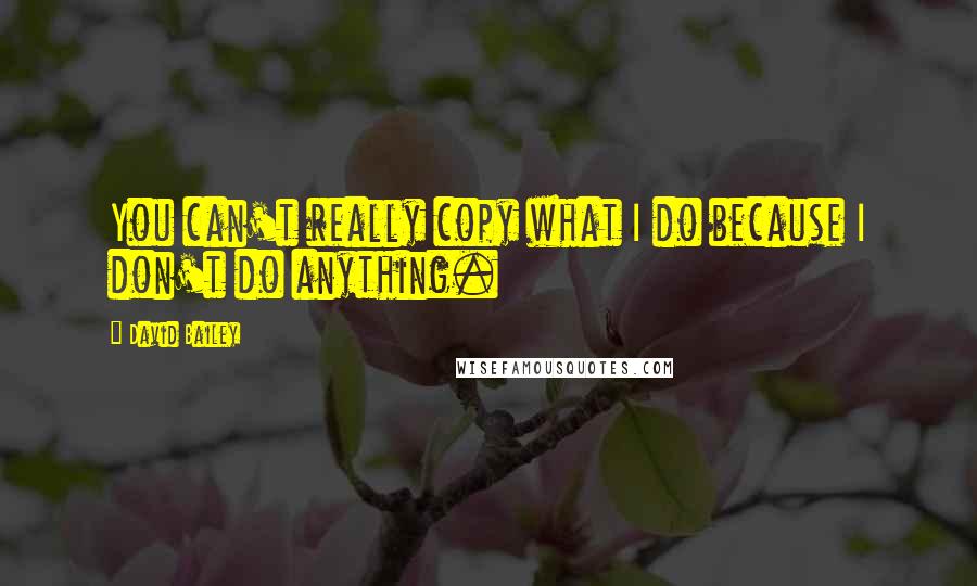 David Bailey Quotes: You can't really copy what I do because I don't do anything.