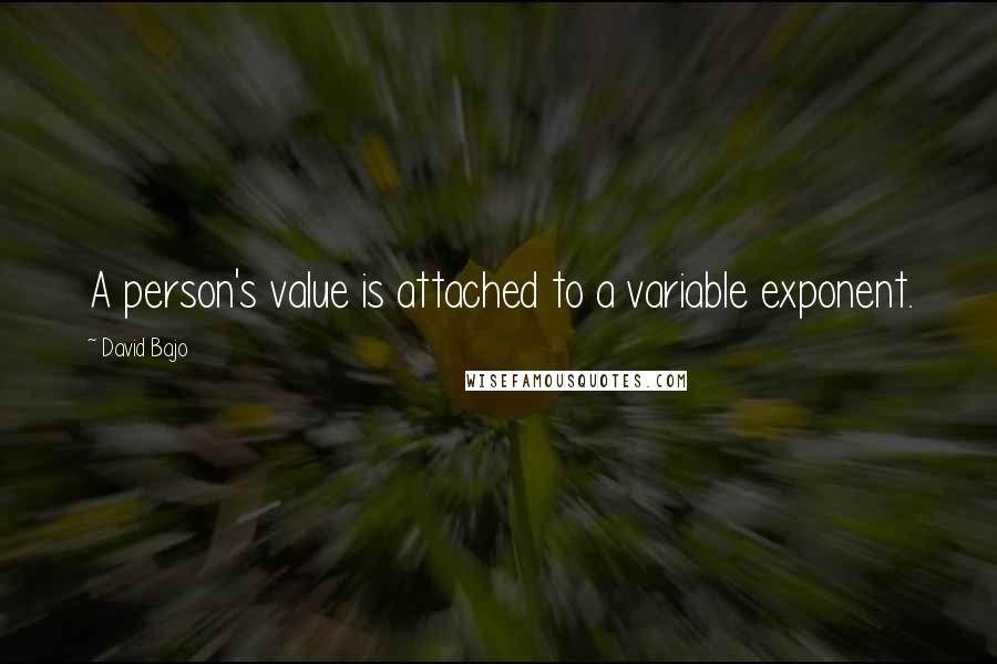 David Bajo Quotes: A person's value is attached to a variable exponent.