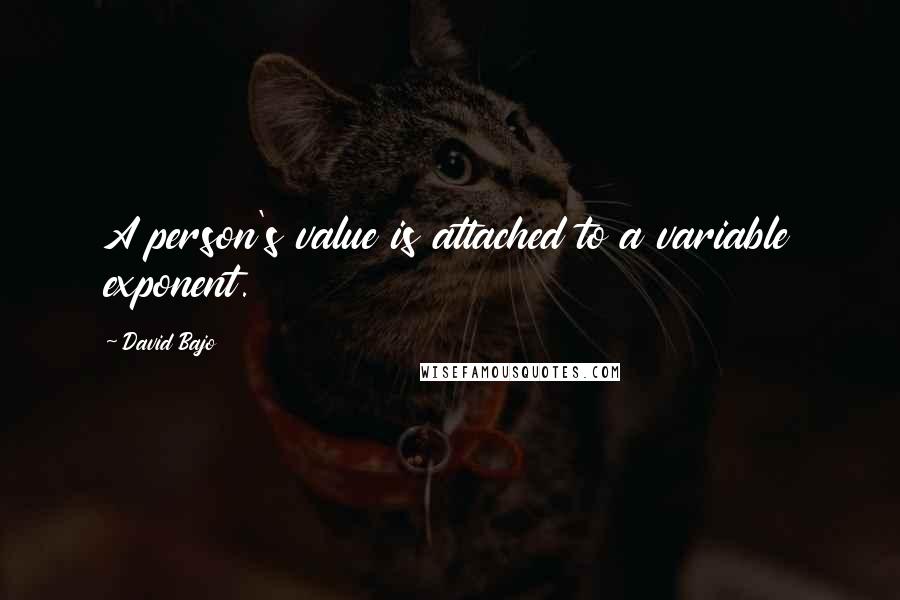 David Bajo Quotes: A person's value is attached to a variable exponent.