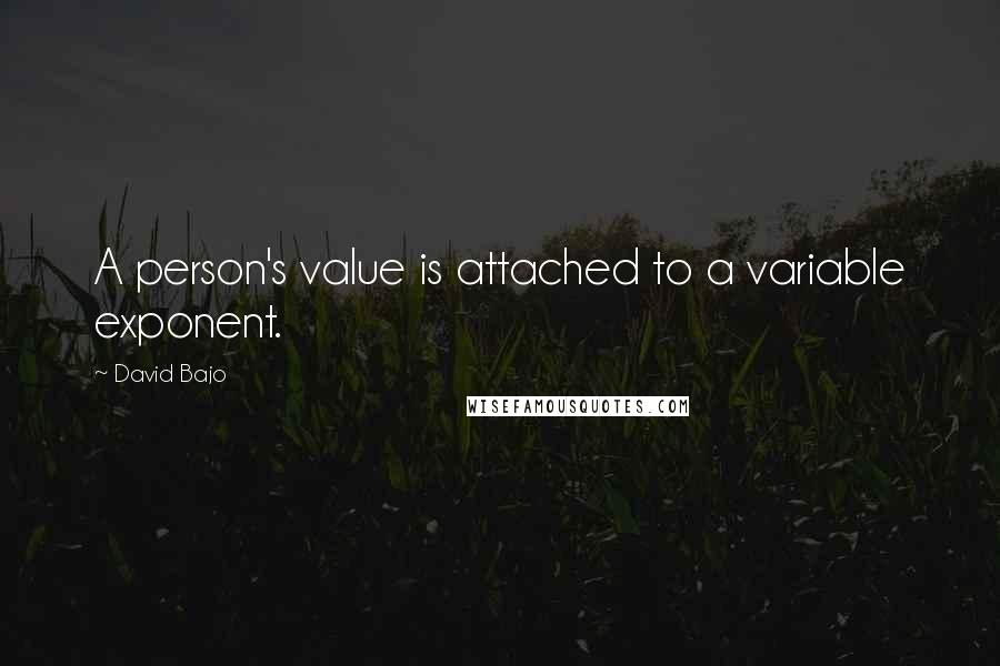 David Bajo Quotes: A person's value is attached to a variable exponent.