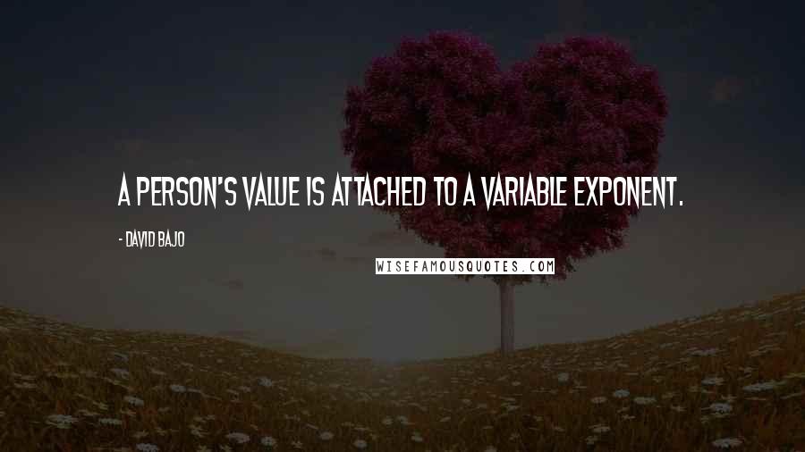 David Bajo Quotes: A person's value is attached to a variable exponent.