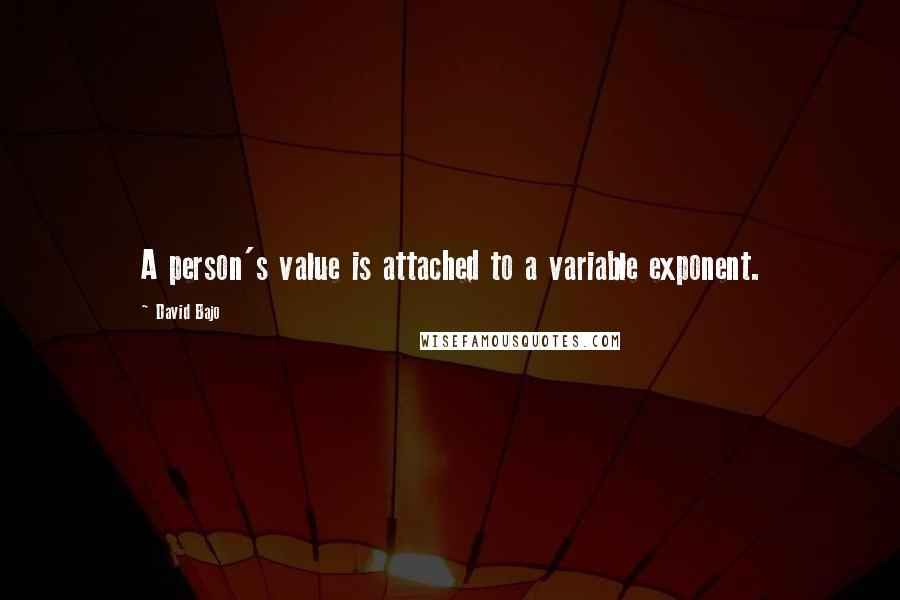 David Bajo Quotes: A person's value is attached to a variable exponent.
