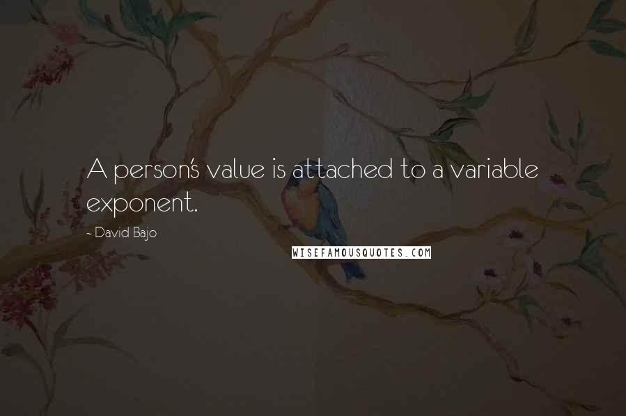 David Bajo Quotes: A person's value is attached to a variable exponent.