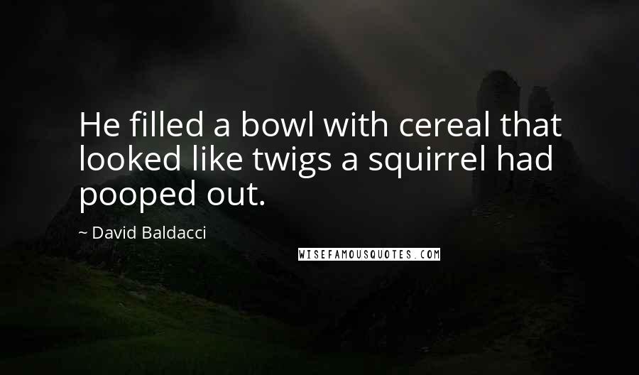 David Baldacci Quotes: He filled a bowl with cereal that looked like twigs a squirrel had pooped out.