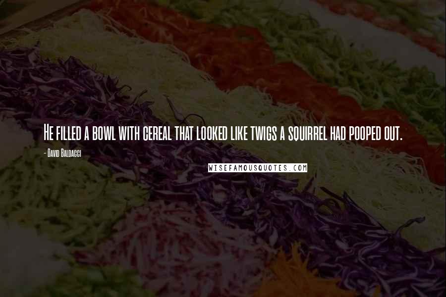 David Baldacci Quotes: He filled a bowl with cereal that looked like twigs a squirrel had pooped out.