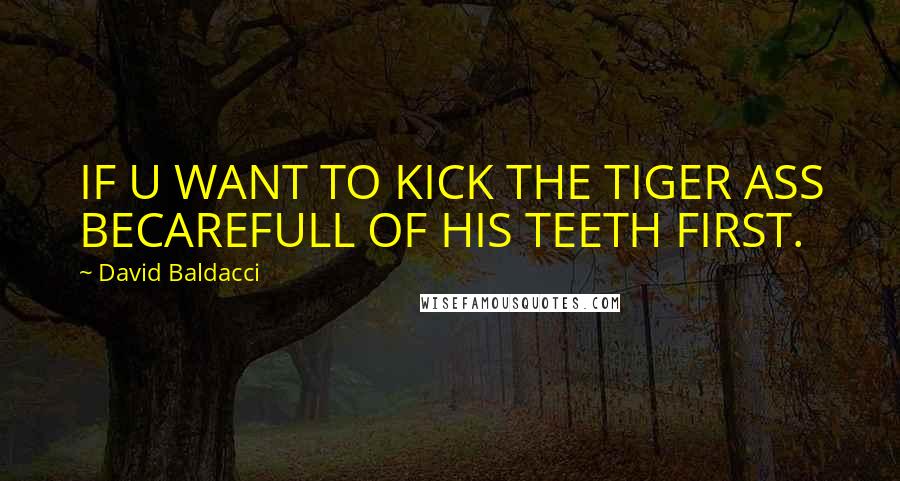 David Baldacci Quotes: IF U WANT TO KICK THE TIGER ASS BECAREFULL OF HIS TEETH FIRST.