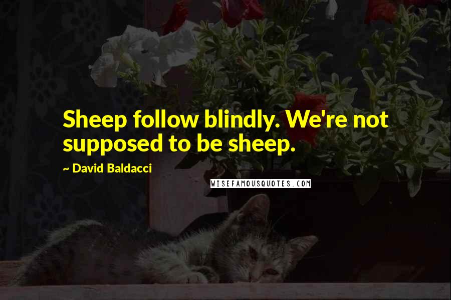 David Baldacci Quotes: Sheep follow blindly. We're not supposed to be sheep.