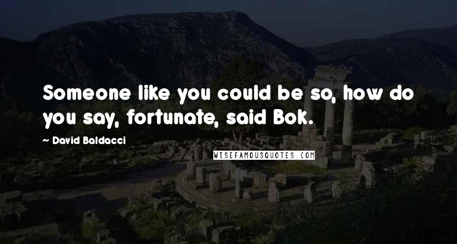 David Baldacci Quotes: Someone like you could be so, how do you say, fortunate, said Bok.