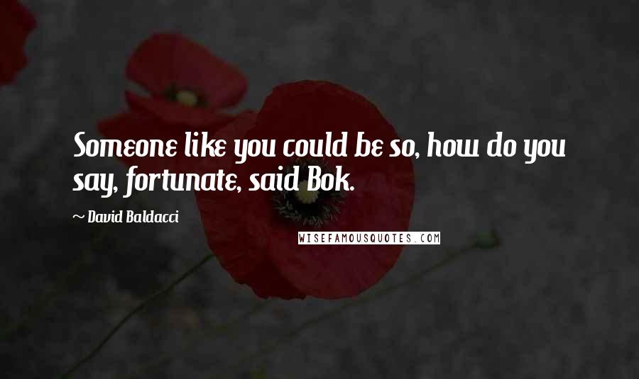 David Baldacci Quotes: Someone like you could be so, how do you say, fortunate, said Bok.