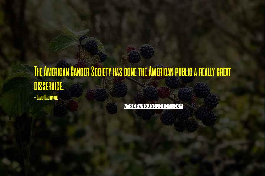 David Baltimore Quotes: The American Cancer Society has done the American public a really great disservice.