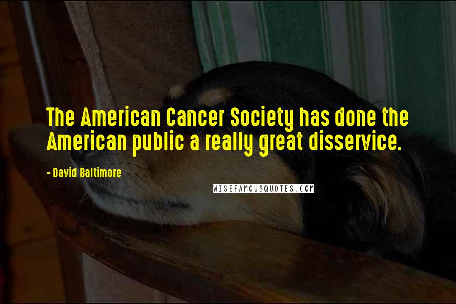 David Baltimore Quotes: The American Cancer Society has done the American public a really great disservice.