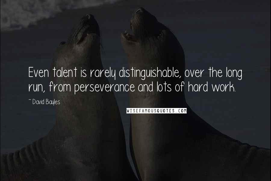 David Bayles Quotes: Even talent is rarely distinguishable, over the long run, from perseverance and lots of hard work.