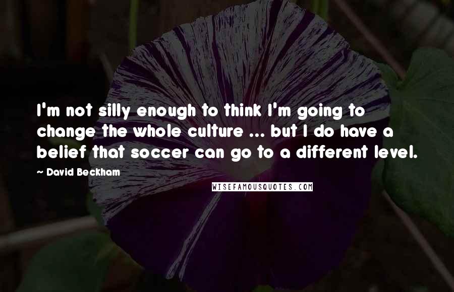 David Beckham Quotes: I'm not silly enough to think I'm going to change the whole culture ... but I do have a belief that soccer can go to a different level.