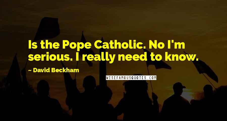 David Beckham Quotes: Is the Pope Catholic. No I'm serious. I really need to know.