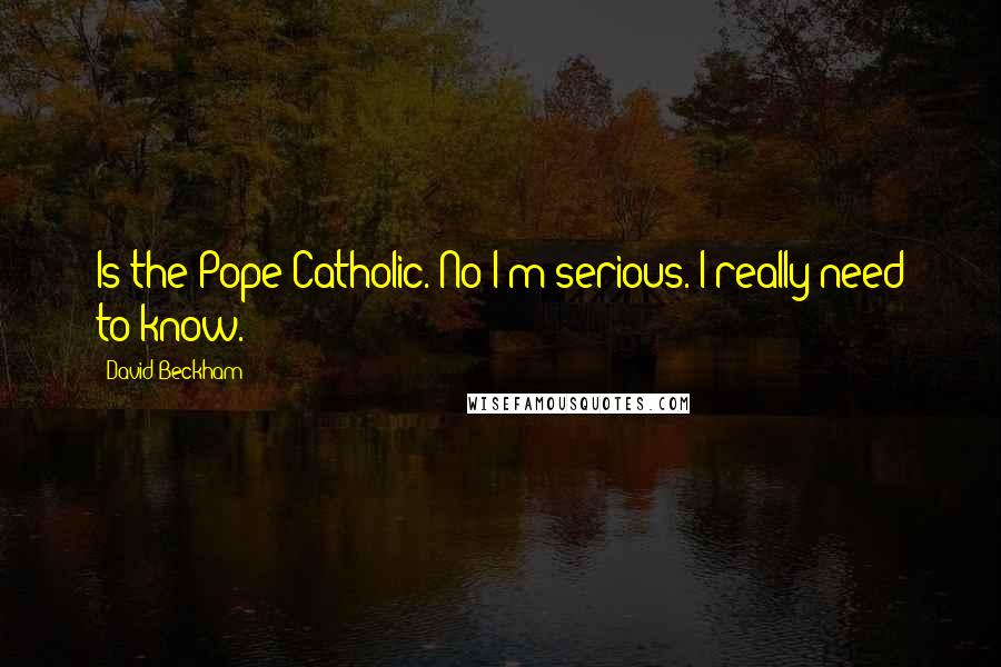 David Beckham Quotes: Is the Pope Catholic. No I'm serious. I really need to know.