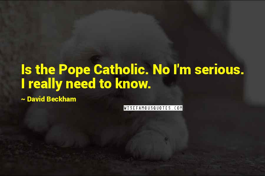 David Beckham Quotes: Is the Pope Catholic. No I'm serious. I really need to know.