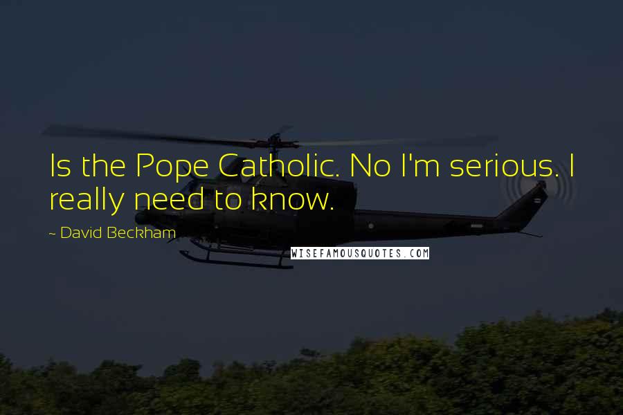 David Beckham Quotes: Is the Pope Catholic. No I'm serious. I really need to know.