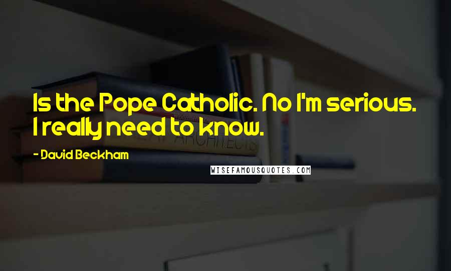 David Beckham Quotes: Is the Pope Catholic. No I'm serious. I really need to know.