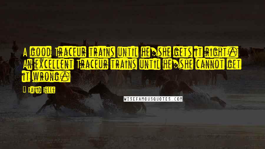 David Belle Quotes: A good Traceur trains until he/she gets it right. An excellent Traceur trains until he/she cannot get it wrong.