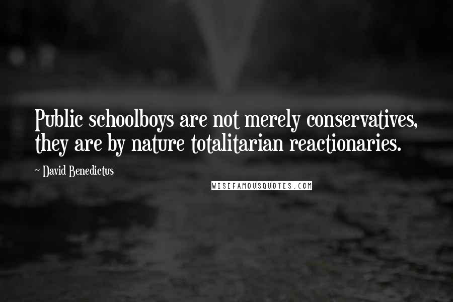 David Benedictus Quotes: Public schoolboys are not merely conservatives, they are by nature totalitarian reactionaries.