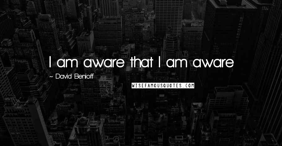 David Benioff Quotes: I am aware that I am aware