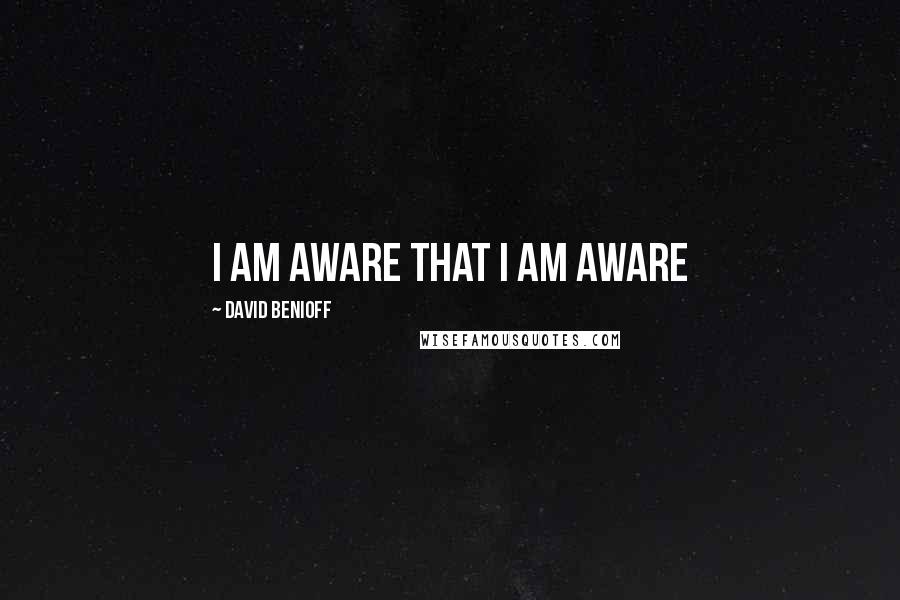 David Benioff Quotes: I am aware that I am aware