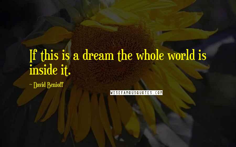 David Benioff Quotes: If this is a dream the whole world is inside it.