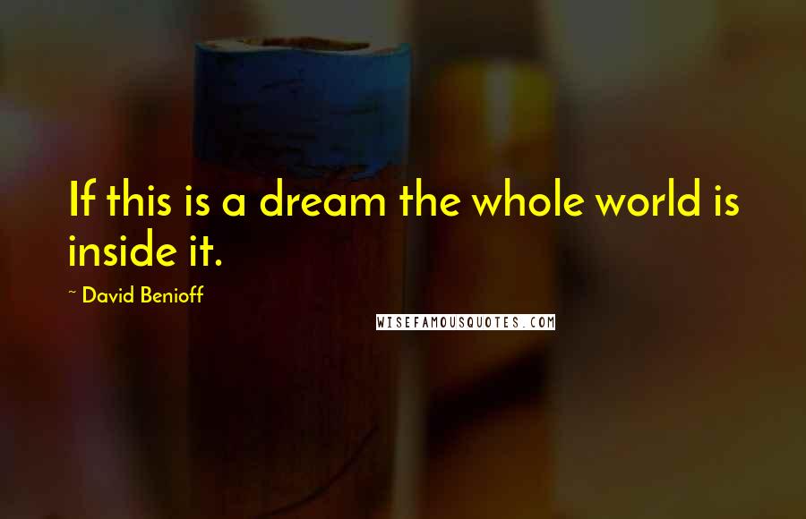 David Benioff Quotes: If this is a dream the whole world is inside it.