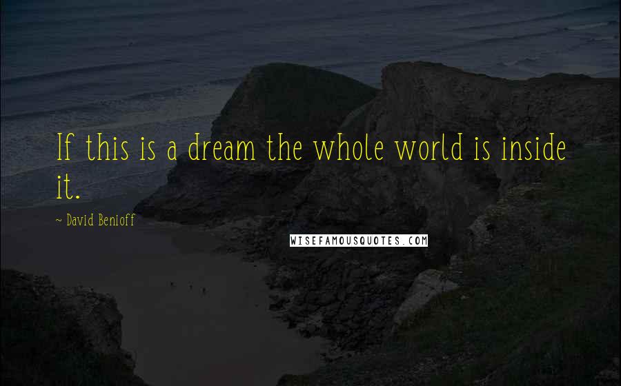 David Benioff Quotes: If this is a dream the whole world is inside it.