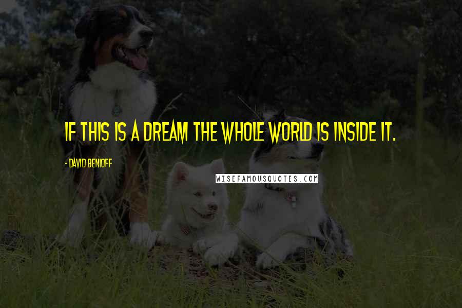 David Benioff Quotes: If this is a dream the whole world is inside it.