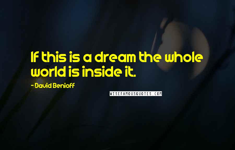 David Benioff Quotes: If this is a dream the whole world is inside it.