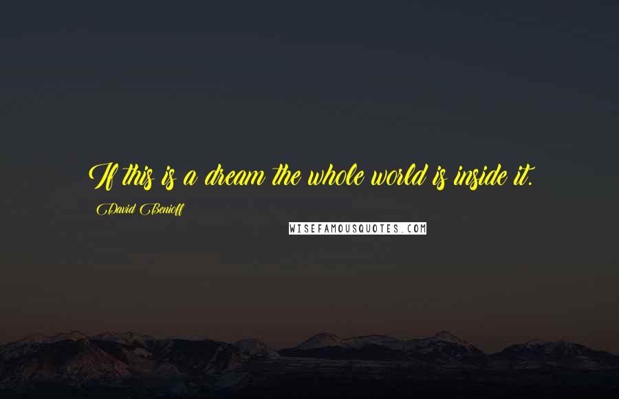 David Benioff Quotes: If this is a dream the whole world is inside it.