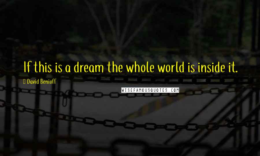 David Benioff Quotes: If this is a dream the whole world is inside it.