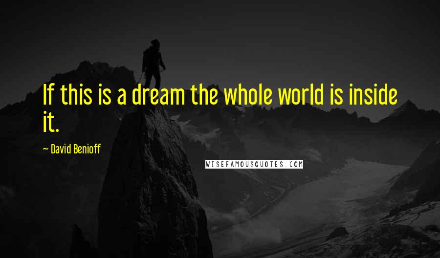 David Benioff Quotes: If this is a dream the whole world is inside it.