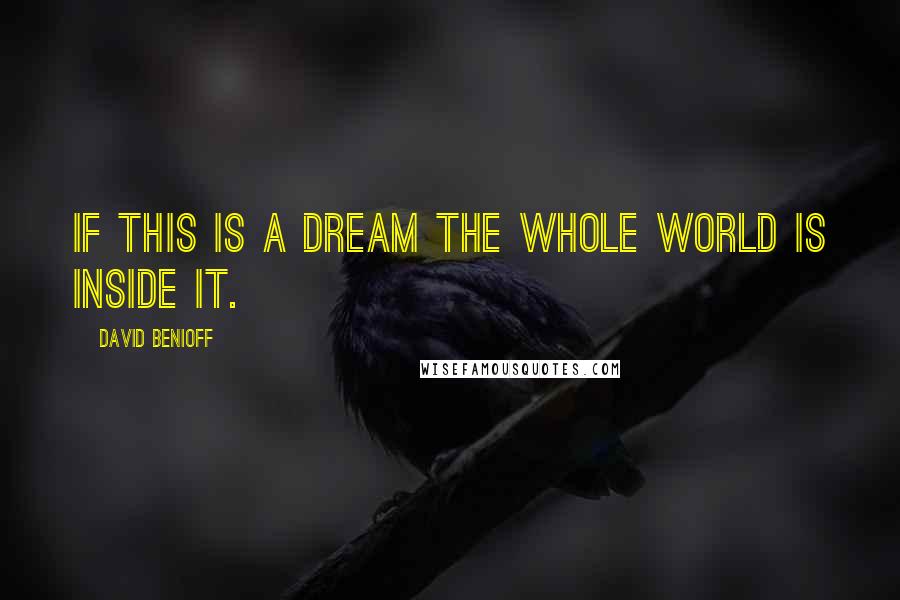 David Benioff Quotes: If this is a dream the whole world is inside it.