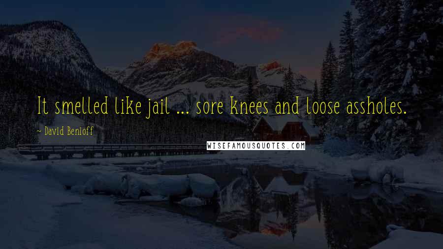 David Benioff Quotes: It smelled like jail ... sore knees and loose assholes.