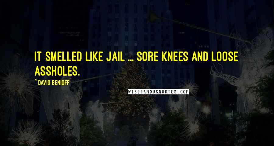 David Benioff Quotes: It smelled like jail ... sore knees and loose assholes.
