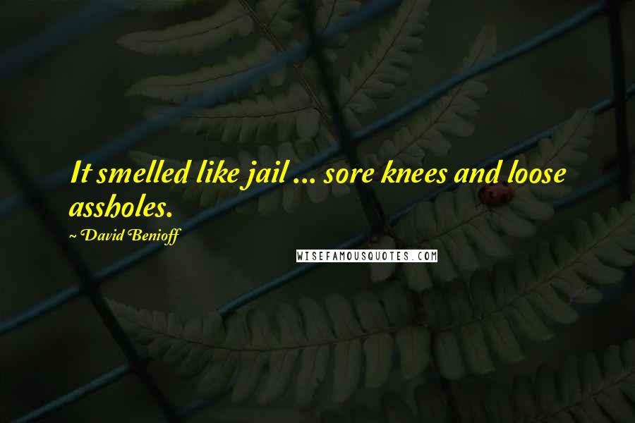 David Benioff Quotes: It smelled like jail ... sore knees and loose assholes.