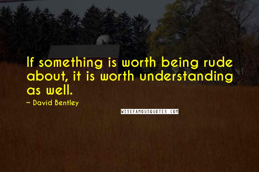 David Bentley Quotes: If something is worth being rude about, it is worth understanding as well.