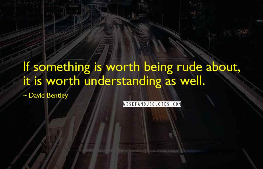 David Bentley Quotes: If something is worth being rude about, it is worth understanding as well.