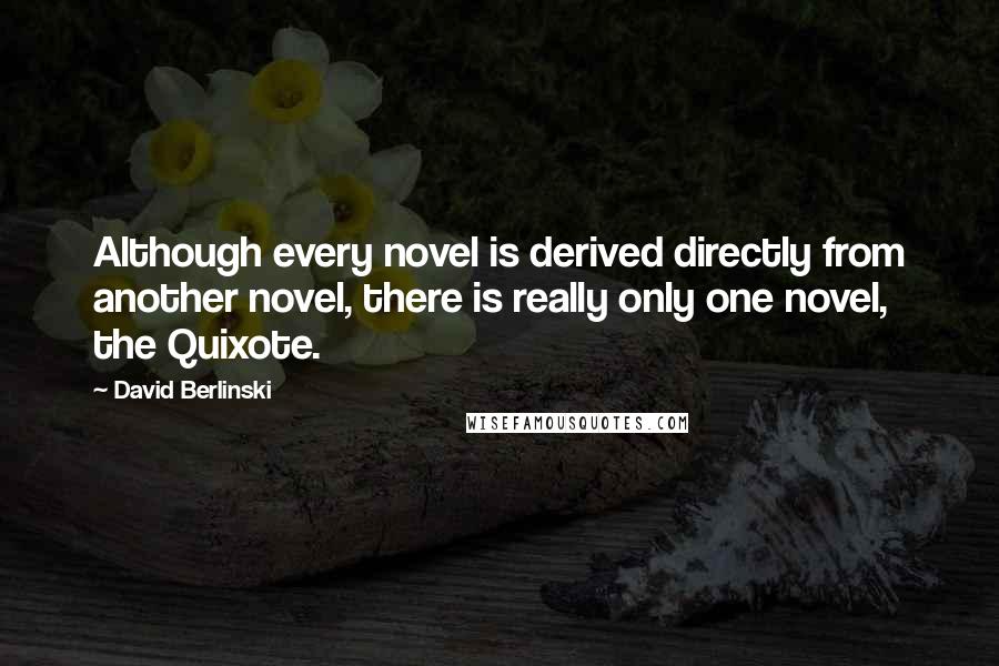 David Berlinski Quotes: Although every novel is derived directly from another novel, there is really only one novel, the Quixote.