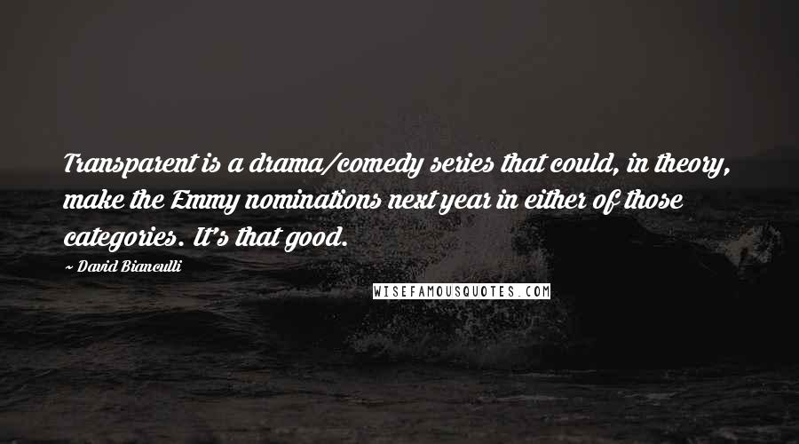 David Bianculli Quotes: Transparent is a drama/comedy series that could, in theory, make the Emmy nominations next year in either of those categories. It's that good.