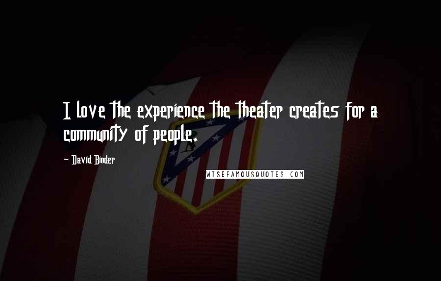 David Binder Quotes: I love the experience the theater creates for a community of people.