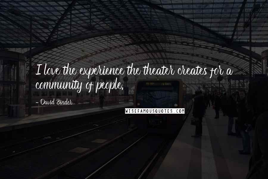 David Binder Quotes: I love the experience the theater creates for a community of people.