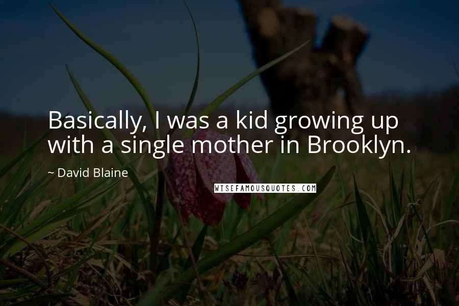 David Blaine Quotes: Basically, I was a kid growing up with a single mother in Brooklyn.