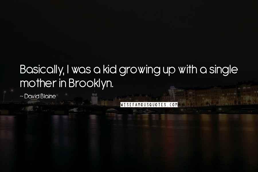 David Blaine Quotes: Basically, I was a kid growing up with a single mother in Brooklyn.