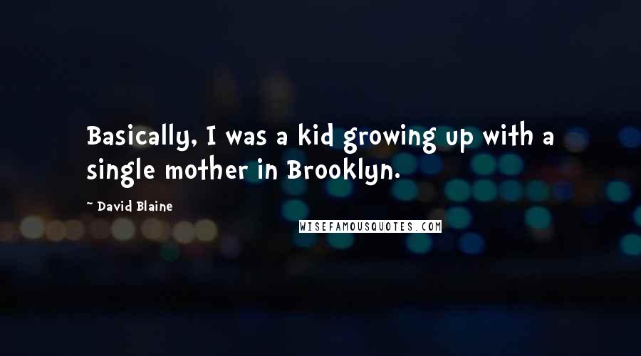 David Blaine Quotes: Basically, I was a kid growing up with a single mother in Brooklyn.