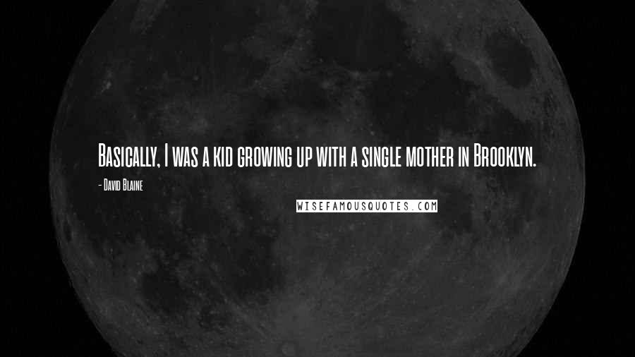 David Blaine Quotes: Basically, I was a kid growing up with a single mother in Brooklyn.