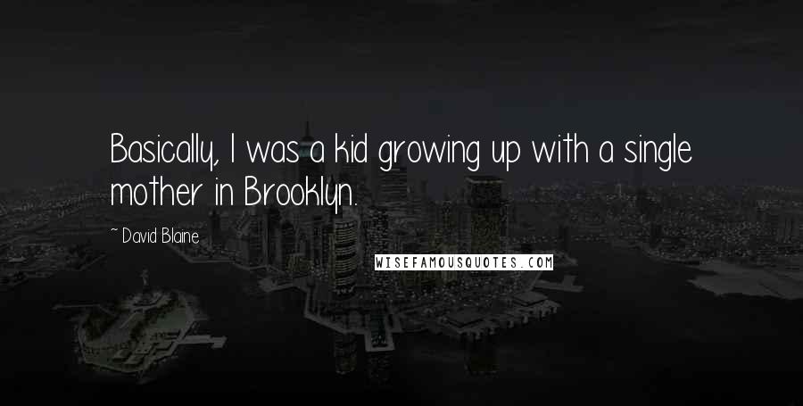 David Blaine Quotes: Basically, I was a kid growing up with a single mother in Brooklyn.